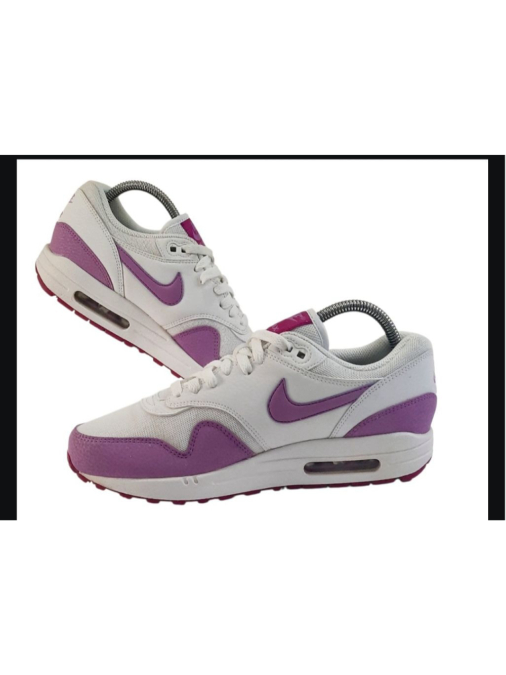 Nike Air Max 1 Essential White/Fuchsia Glow-Fuchsia Flash 599820-116 Wms sz 8.5 - Picture 2 of 6